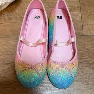 H&M Kids Pink and Rainbow Glitter Dress Shoes